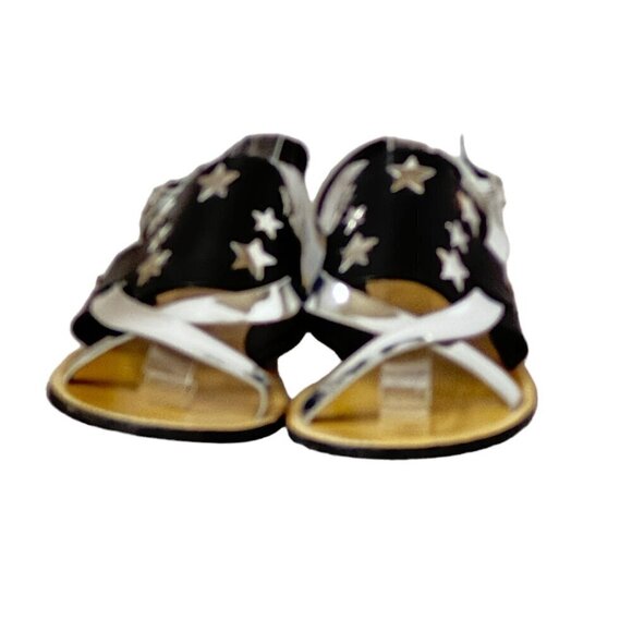 E8 by Miista Black Leather Flat Sandal Metallic Silver Straps and Stars   9.5 - Picture 4 of 10